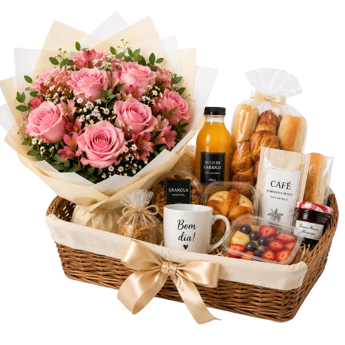 Cesta Café da Manhã + Flores