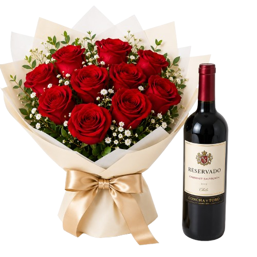 Combo Vinho + Buquê
